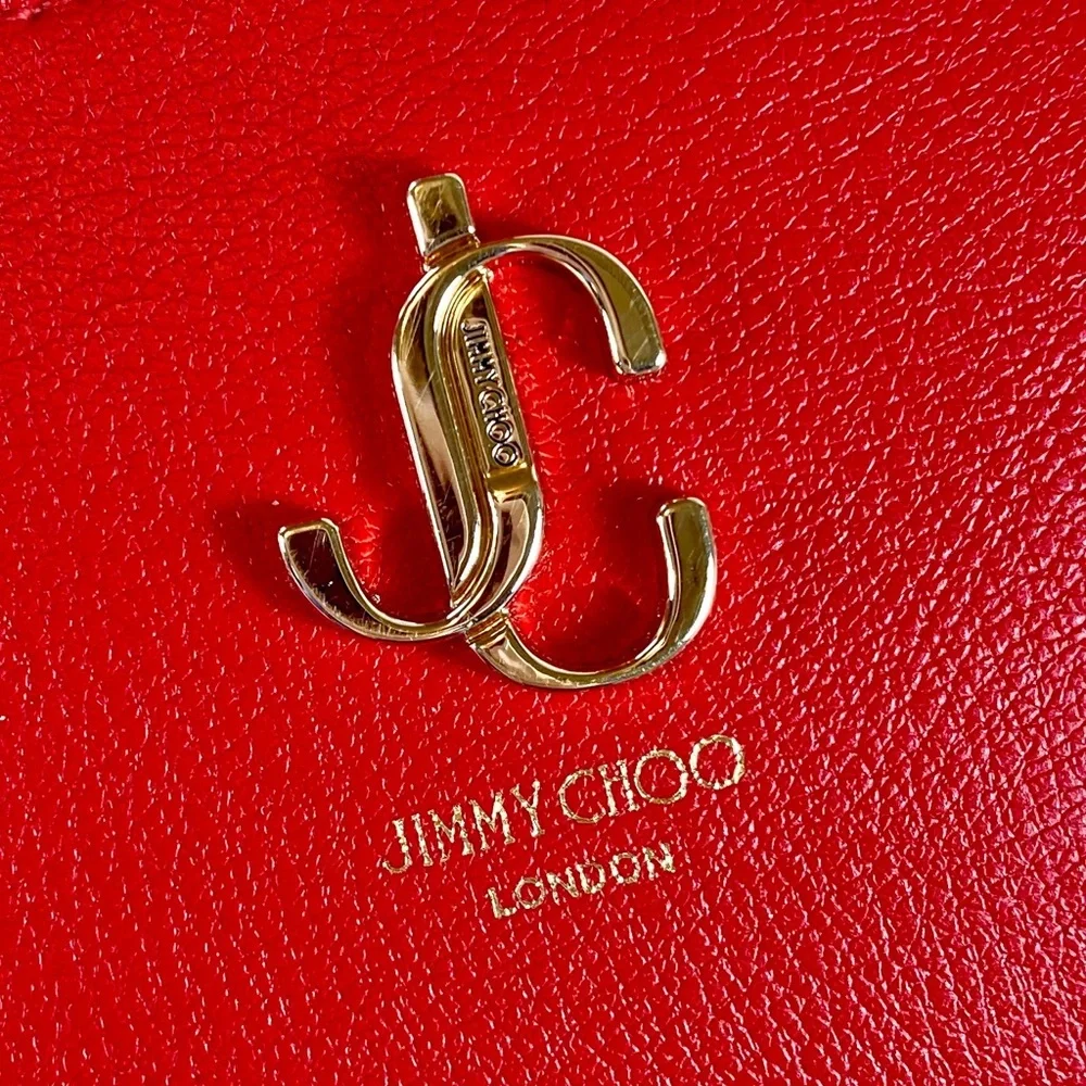 Jimmy Choo Red Saffiano Leather Cosmetic Bag - Picture 4 of 12